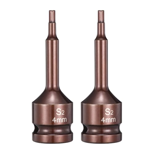 HARFINGTON 2pcs Impact Hex Bit Socket 1/2" Drive 4H (4mm) Hex Bits 3" Length S2 Steel Metric Impact Wrench Socket Adapter Tool for Automotive Repair Industrial Construction and Home DIY - size: H4 x 1/2" x 3"