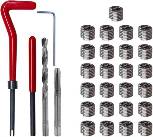 BDZMC 30PCS M8 Thread Repair Insert Kit, Metric Helicoil Kit (M8 x 1.25) | M8 x 1.25mm Thread Repair Kit Compatible Hand Tool Set, Stainless Steel Helicoil Insert Set for Car Repairing - size: M8 x 1.25