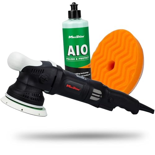 Maxshine M15 Pro Dual Action Polisher & AIO Polish Kit – 15mm Long Throw 1000W Car Buffer with 5” Backing Plate, Variable Speed 2,500–5,000 OPM – Detailing Tool for Cars, Trucks, SUVs & Boats - color: 5" Aio Polish Kit