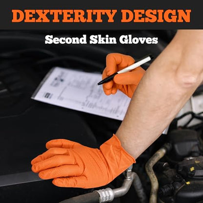 TitanFlex Heavy Duty Orange Nitrile Gloves, 6 Mil, Raised Diamond Texture, Mechanic Disposable Gloves, Latex Free Powder Free - color: 04 6mil (100ct), size: X-Large