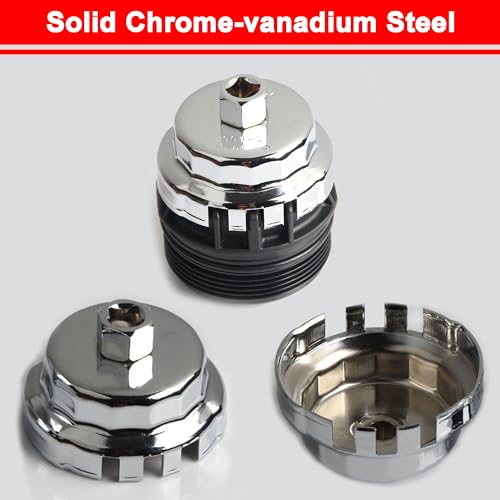 Oil Filter Wrench Tool Set for Toyota Camry Tacoma Tundra Highlander 4Runner Sienna Cruiser 2.5-7.5L Engine, 64mm Oil Filter Wrench + Ratchet Wrench + Extension Rod + 14mm Socket + Gasket