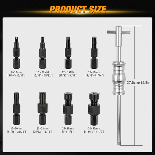 GOOACC 9PCS Blind Inner Bearing Puller Set, Slide Hammer with Expandable Collets 8-32MM Blind Hole Collet Bearing Slide Hammer Puller Set Internal Pilot Bearing Removal Tool for Axles Bearings, Black - color: 9pc Blind Inner Bearing Puller Black