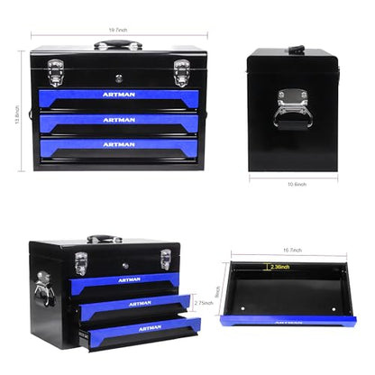 Campfun 439PCS Tool Set, Mechanic Tool Set for Home, Tool Box Set 4-Tier Socket Wrench Ratchet Plier Nails, Home Tool Set Mechanics Kit with 3 Drawers Organizer for Adults Man Handyman, Blue - color: 439pcs-blue