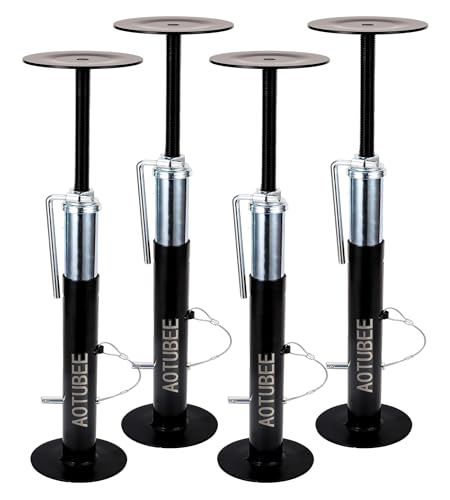 House Floor Jacks, Basement Floor Jack for Leveling and stabilizing Stairs, Porches, Decks, Crawl Spaces, Sagging/Uneven Floors and RV Camper Step Stabilizer, 4 Pack, 15.7" - 38" - size: 38 inch
