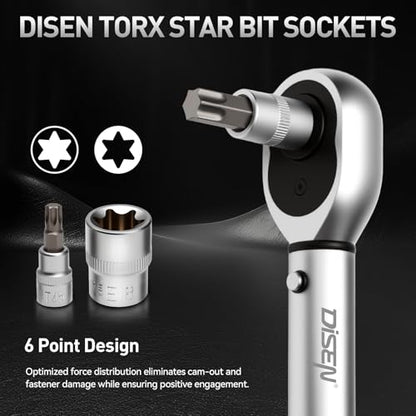 34-Piece 3/8'' Drive Torx Star Bit sockets CR-V E-Socket Set, E4-20, T10-60, Tamper Proof Set TT10-TT55, 5/16"F to 3/8"M adapter with Storage Case,S2 Steel, Ideal for Car,Trucks,Home Improvement | CR-V E-Socket Set, E4-20, T10-60, Tamper Proof Set TT10-TT