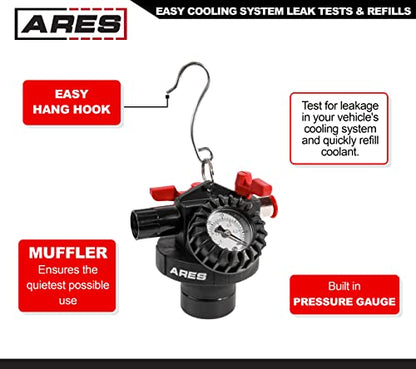 ARES 15027 Coolant Funnel Kit, Tests for Leaks, Refills Fast | Works with most radiator and coolant bottlenecks.