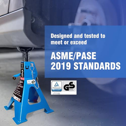 Car Jack Stands 2 Ton with Double Locking and Large Foot Base for Lifting Cars,SUVS,MPVS, Heavy Duty Steel, 4400 lb Capacity, 1 Pair, Blue - size: 2T