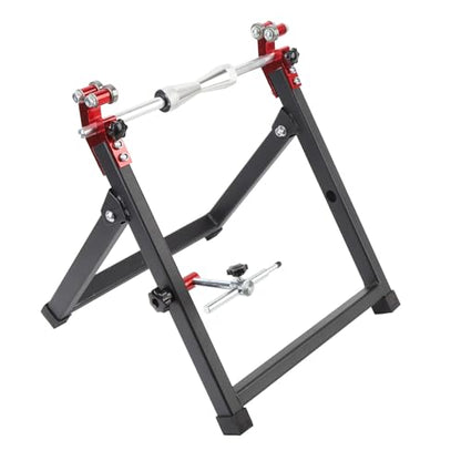 Pomya Wheel Balancer Stand, Portable Foldable Adjustable Rim Truing and Tire Balancing Tool with Center Alignment Cones, for Sport Bike and Dirt Bike Wheels
