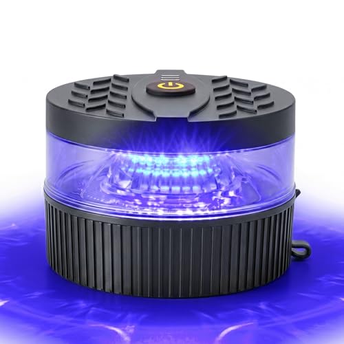 Battery Operated Blue Beacon Strobe Light w/Magnetic Base, Portable USB-C Rechargeable Mini Roof Top LED Warning Emergency Flashing Lights for Trucks, Vehicles, Car 1-Pcs - color: B/B