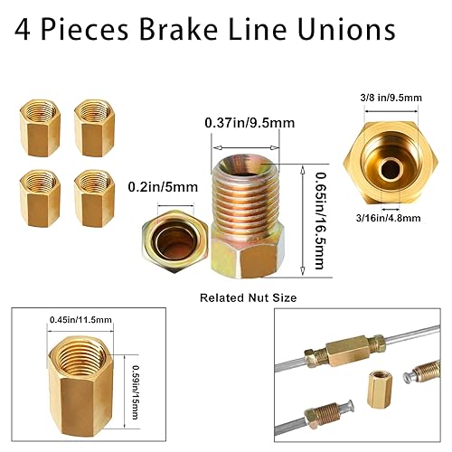 3/16" Brake Line Repair Kit - 25 Feet Zinc Plated Rust-Proof Brake Tubing + Flaring Tool, 16 Fittings & 4 Unions | For Cars, Trucks, SUV Hydraulic Brakes - color: Silver