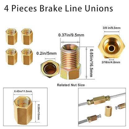 3/16" Brake Line Repair Kit - 25 Feet Zinc Plated Rust-Proof Brake Tubing + Flaring Tool, 16 Fittings & 4 Unions | For Cars, Trucks, SUV Hydraulic Brakes - color: Silver