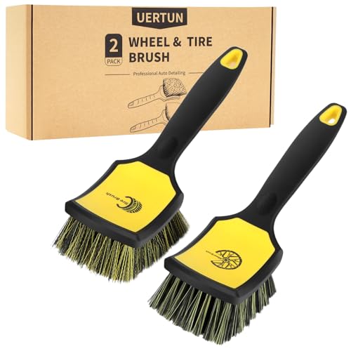 Wheel and Tire Brush Detailing Kit, Yellow | Soft Rim Brush & Stiff Tire Brush, Silicone Bumper Guard, Non-Slip Ergonomic Handle, For Alloy Wheels, Fenders, Mats - color: black yellow
