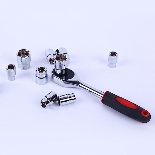 1/4” Ratchet Socket Wrench Set, Mechanic Tool Kit and Sockets Set with Quick Release Reversible Ratchet Handle and Extension Bar, 12 Pcs Set - size: 1/4” Drive 12Pcs