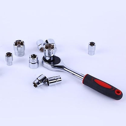 1/4” Ratchet Socket Wrench Set, Mechanic Tool Kit and Sockets Set with Quick Release Reversible Ratchet Handle and Extension Bar, 12 Pcs Set - size: 1/4” Drive 12Pcs
