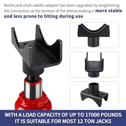 Bottle Jack Adapter, Axle Saddle for 2", 3", 4" Round & 2" Square Tube, Bottle Jack Extension for RV Trailer, Within 1.5" Lifting Platform, Garage, Farm & Ranch - color: Black