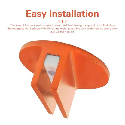 Universal Magnetic Jack Pad, 0.37" Aluminum Grooved Magnetic Jack Pad Pinch Weld Adapter, Pinch Weld Frame Rail Adapter with Large Slotted, Universal Auto Repair Tool for Most Cars (Orange) - color: Orange