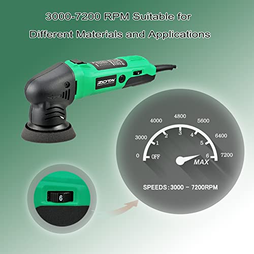 ZOTA Mini Polisher, 2-inch/ 3inch Car Buffer Polisher with 8mm Random Orbital,Car Polishers and Buffers for Car Detailing,Variable Speed Small Buffer Polisher. - color: Green