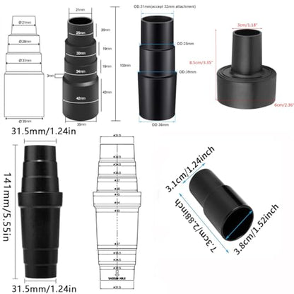 Universal Vacuum Hose Adapter Kit Reducer Attachment Set,Shop Vac Vacuum Hose Adapter 1 1/2 to 1 1/4 inch, 1 3/8 inch to 1 1/4 inch