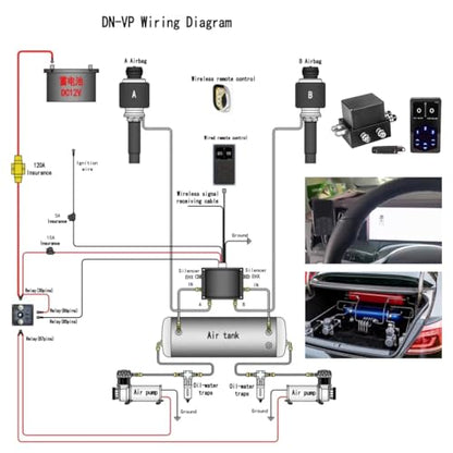 Air Management Top Grade 4-Valve Air Suspension System kit, Electronic Controll System/wireless remote control/pneumatic/airlift 3-Stages Memory ﻿