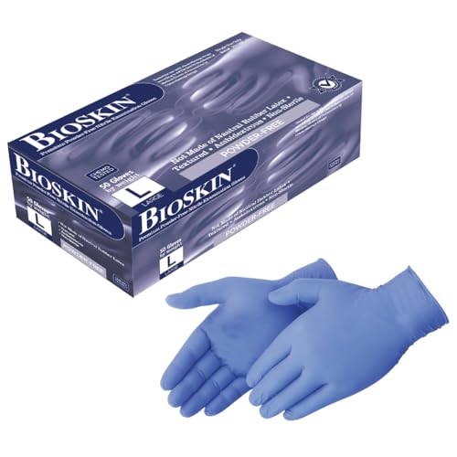 Nitrile Disposable Gloves | Powder-Free, Micro-Textured - size: Large, style: Exam Grade - 6 Mil (Blue)