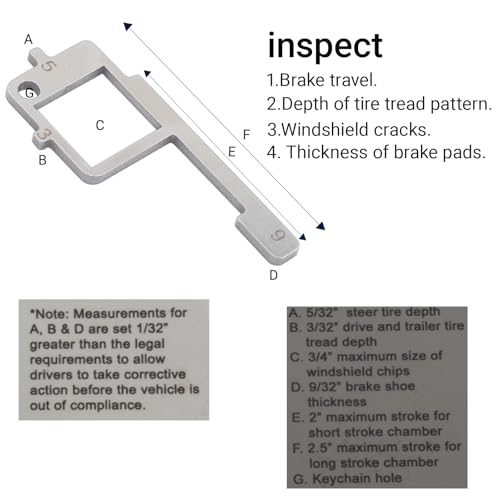 Ziyuan Truck Driver Pre-Trip Inspection Tool - Brake & Tire Check 4-in-1-1 Pack | Truck Brake Inspection Measuring Tool, Tire Inspection Tool,Brake Check Tool,Driver and Mechanic Four in One Inspection Tool - color: 1 pack
