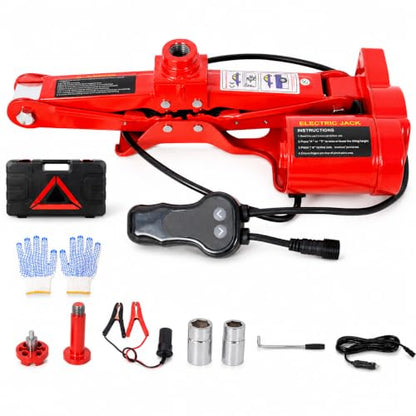 Electric Car Scissor Jack Kit for Car, 3 T 12V Auto Lift, 5"-17" Lift Range | 12V Electric Car Jack, One-Button Lifting, 3 Ton Capacity, 5"-17" Lift Range, Auto Stop Protection, Tire Change Kit