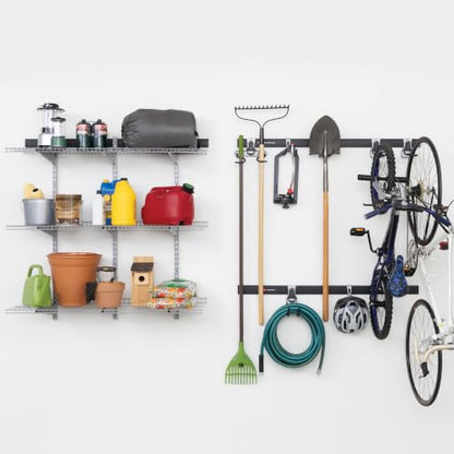 Rubbermaid 25-Piece Fasttrack Garage Storage System Kit for Garage Organization - size: 3 Rails, 7 Hooks, 3 Shelves