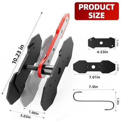 MAYESAR Brake Caliper Compression Tool, Caliper Piston Compressor Tool With Additional 2 pcs Large Steel Plate and 2 Hooks, 360°Adjustable Brake Caliper Tool for Single Twin Quad Piston Calipers (Red) - color: Red