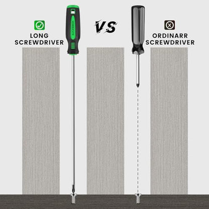 GURADESIGN 4-Piece 12" Long Screwdriver Set Slotted and Phillips, Long & Short Magnetic Screwdriver Set