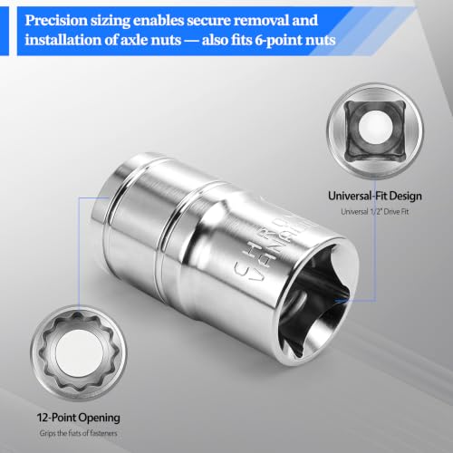 2 Pcs 1/2" Drive 16mm Shallow Impact Socket | Anti-Rounding 12 Point Design, Square Chamfered Opening, Easy Removal of Axle Nut - color: Shallow, size: 16mm
