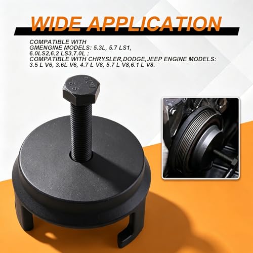 Harmonic Balancer Puller Set, Engine Damper Removal Tool Compatible with GM, Chrysler, Jeep, Dodge, LS Crank Pulley Puller, High Strength Steel for Engine Balancer Replacement