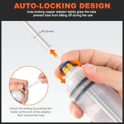 H-veenjor 500 CC Automotive Fluid Extractor Pump, Oil Change Syringe with Extra 32" Soft Hose & Two 9" Tubes, Manual Extraction and Fill Pump, Fluid Oil Change Evacuator with Powerful Suction (500 CC) - size: 500 CC