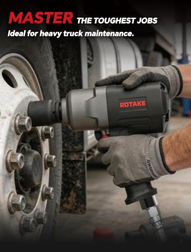 ROTAKE 1" Air Impact Wrench, 1556 ft-lbs, Twin Hammer, RT-5572 | 5600 RPM Speed, Heavy-Duty Aluminum Hammer Case, 9.02-lb Composite Body, 3-Speed Control, Semi-Trailers & Heavy Equipment - size: 1" (1556 ft-lbs)RT-5572