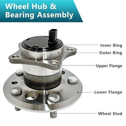 512206 512207 Rear Wheel Bearing Hub Assembly for Toyota Avalon 2005-2012, Camry 2002-2011, Highlander 2001-2003, Solara 2004-2008, Lexus ES300 ES330 ES350 2002-2012 (2PCS) - size: 512206