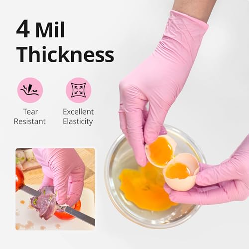 SwiftGrip Nitrile Exam Gloves, 4 Mil, Cherry Blossom, Food Safe Gloves Disposable Latex Free, Powder Free - size: Medium