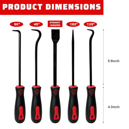 13PCS Precision Pick and Hook Tool Set, Magnetic Telescoping Tool w/Clip Pliers Fastener Remover Gasket Scraper, Rivets Puller Pick Tools w/Storage Bag for Automotive Repair (Red & Black) - color: Red & Black
