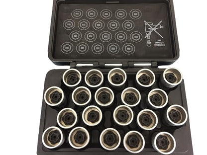TEMO 20 pc Wheel Lock Lugnut Anti-Theft Screw Lug Nut Removal Key Socket Set for BMW - size: #41-60