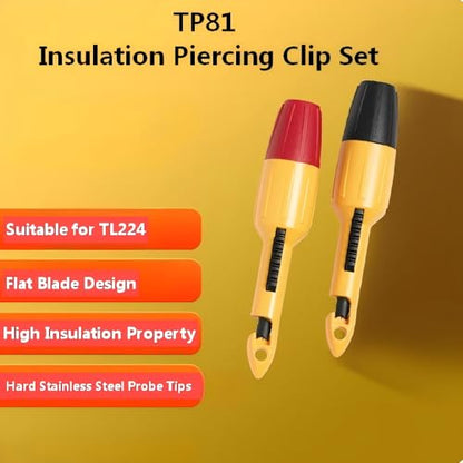 TP81 Insulation Piercing Clip Set，4mm Non-Rotating Banana Jack, 60V DC Stainless Steel Test Probes for 14/16/18 Gauge Automotive Wires Replacement for Fluke TP81
