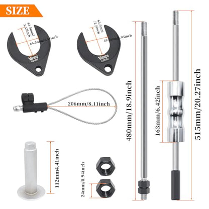 9 PCS Inner CV Axle Removal Tool, Heavy Duty Slide Hammer Puller Set | 63mm 48mm CV Joint Fork, Steel Cable Adapter, Extension Rod, Front Wheel Drive Axle Half Shaft Removal Tool Kit - size: 9pcs