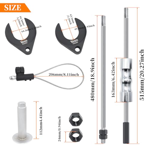 9 PCS Inner CV Axle Removal Tool, Heavy Duty Slide Hammer Puller Set | 63mm 48mm CV Joint Fork, Steel Cable Adapter, Extension Rod, Front Wheel Drive Axle Half Shaft Removal Tool Kit - size: 9pcs