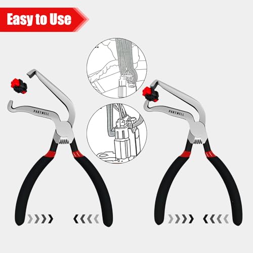 Electrical Disconnect Pliers Set – 3PC Electrical Disconnector Pliers for Cars, Fuel Line Disconnect Tool, and 1PCS Electrical Connector Plier – Automotive Electrical Tool Kit - color: Red-black