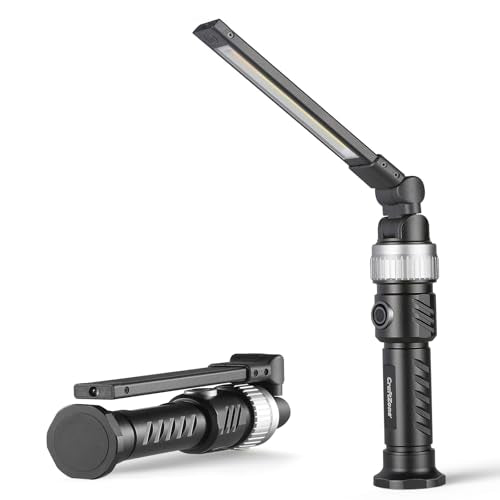 Magnetic Work Light | 1200LM Magnetic LED Work Light Rechargeable Foldable Light Bar | 360°Rotation 5 Modes | Portable Power Bank for Auto Repair|Grill|Camping and Outdoor - color: Silver