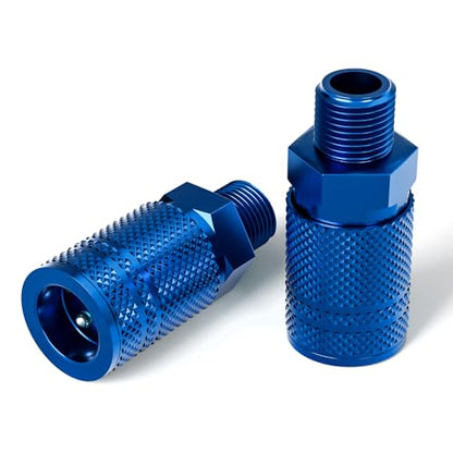 TAISHER 3-Way Straight Air Manifold 4 Ports Aluminum Industrial Pneumatic Air Compressor Quick Connect Socket In Line Type Air Hose Splitter with 3 Couplers and 1/4" Male NPT Plug
