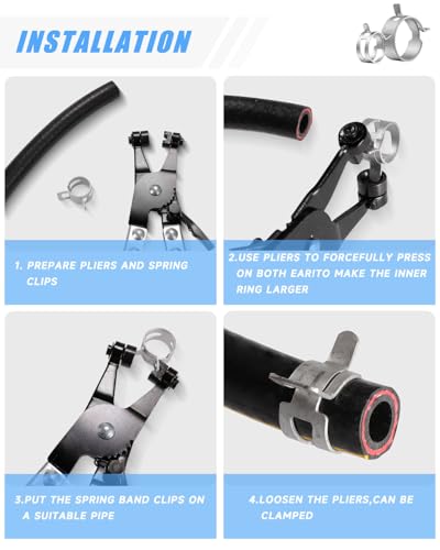 180Pcs 5/16" to 1-1/2"(7-38mm) 24 Size Spring Band Hose Clamps Assortment Kit with Swivel Flat Hose Clamp Plier, SEKSUALA Constant Tension Steel Clamps for Fuel Lines, Silicone,Vacuum Hoses (Grey? - size: Grey-180Pcs-24Size(7-38mm)