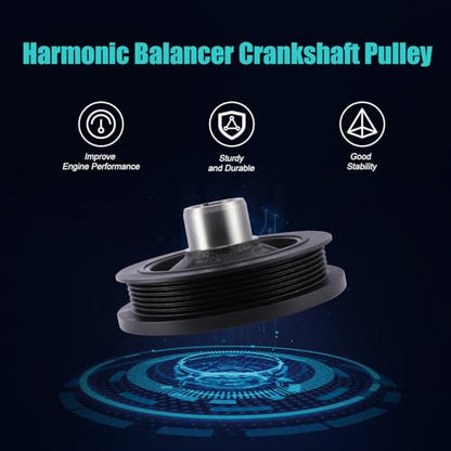 AULINK 594-405 Harmonic Balancer Crankshaft Pulley 3.0L 3.2L 3.6L V6 | For 2011-2020 Chrysler 200 300 Pacifica Voyager,For Dodge Journey Charger Grand Caravan,For Jeep Wrangler,For Ram ProMaster
