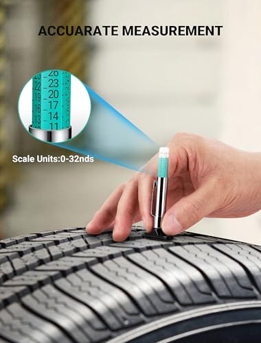 LUMITECO 2-Pack Tire Tread Depth Gauge, Color Coded Tire Depth Gauge with Pocket Clip in 1/32 Inch Increments, Accurate Tread Gauge Depth 32nds Measuring Tool for Car, Semi Truck Tire Tread Checker - size: 2-Pack