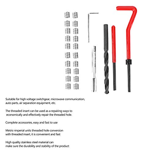 M7 X 1.0 Helicoil Thread Repair Kit Stainless Steel 25Pcs Thread Repair Kit Stainless Steel Twisted Drill Wrench Threaded Insert Tap Insertion Tool M7X1