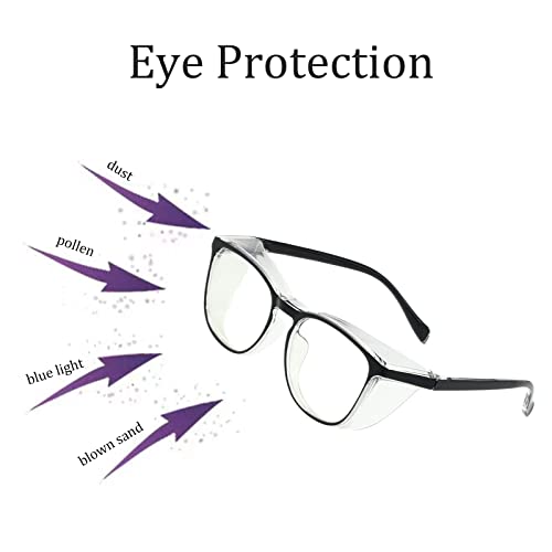 Safety Glasses for Men Women, Anti Fog Safety Goggles Comfortable Blue Light Blocking UV Protective Adult Nurse - color: Square Black Blue Grey 4pack