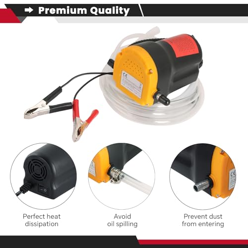 ATPEAM 12V 60W Oil Change Pump Extractor, Oil/Diesel Fluid Extractor Scavenge Oil Change Pump