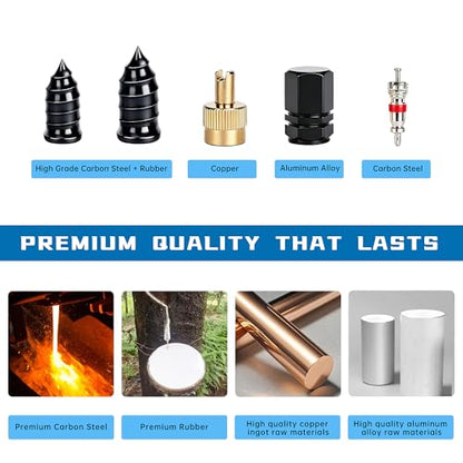 57 PCS 3 in 1 Tire Repair Screws Tire Plug Kit Valve Stem Tool Dust Caps | Roadside Emergency Flat Tire Repair, Fast Self-Service Tool Tire Plugs Valve Stem Tool Dust Caps, For Car Motorcycle Truck - size: 57 PCS